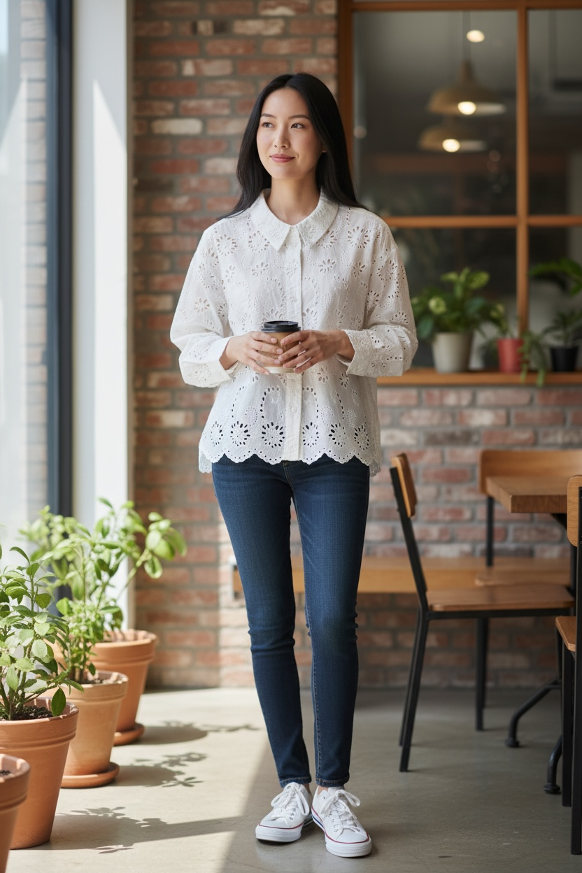 Dear John Miranda White Eyelet Top