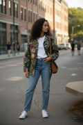 Upcycled Army Jacket with Band Patches — Men's Medium