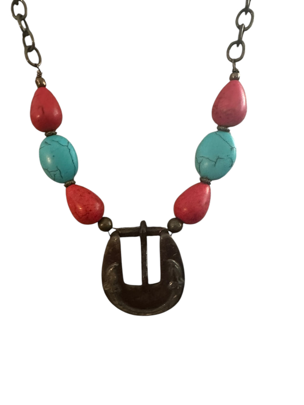 Lizzie's Handmade Brass & Vintage Buckle Statement Necklace