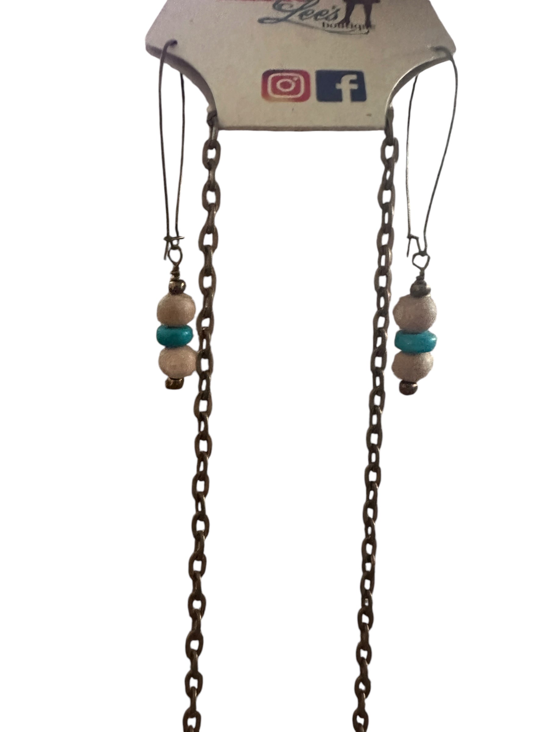 Lizzie's Handmade Funky Western Turquoise & Brass Buckle Necklace Set