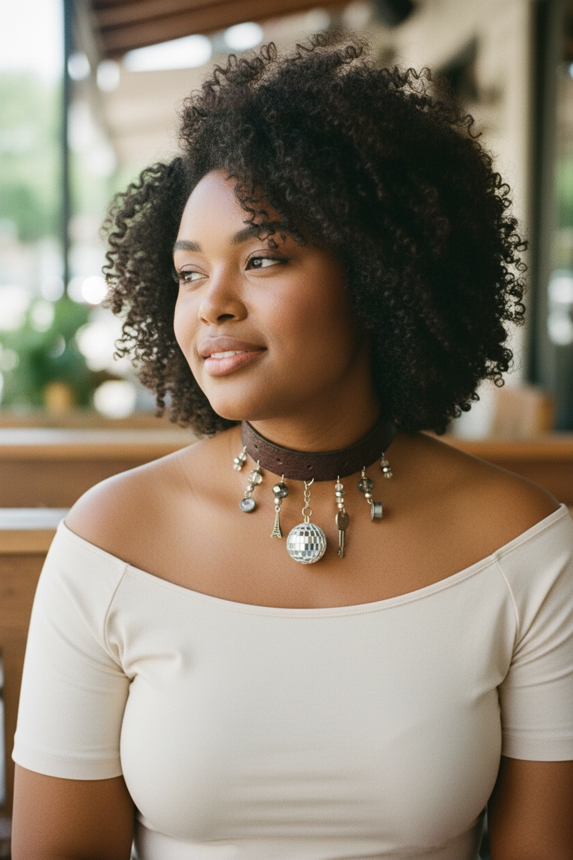 Lizzie's Handmade Vintage Western Belt Charm Choker — World Traveler Edition