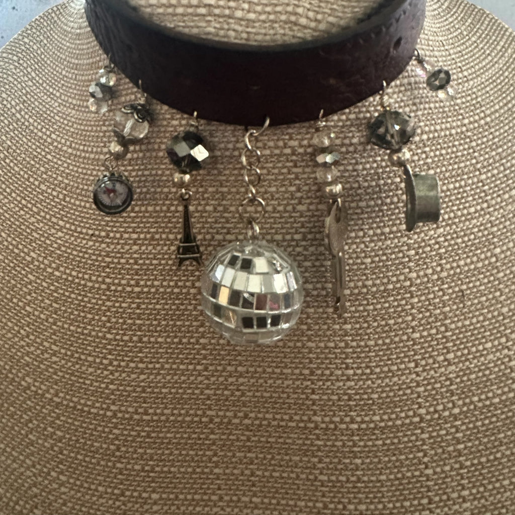 Lizzie's Handmade Vintage Western Belt Charm Choker — World Traveler Edition